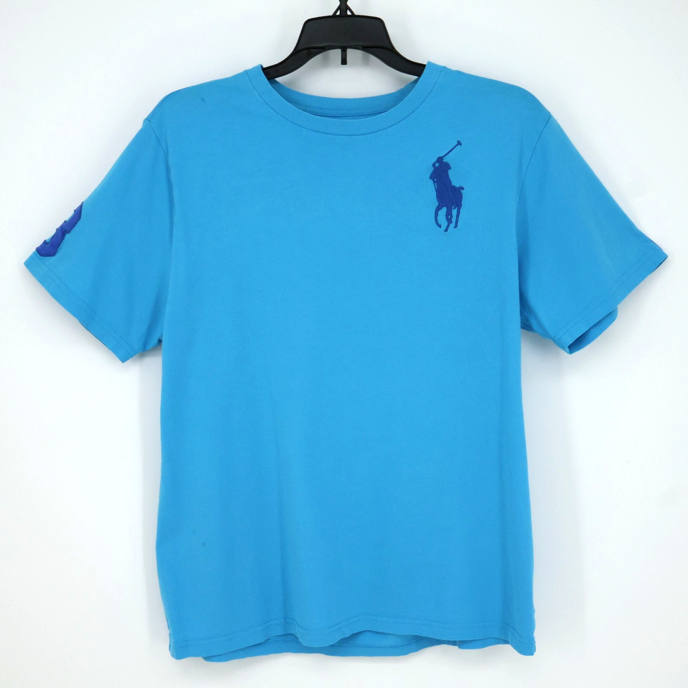 Polo Ralph Lauren T-shirt Boys XL 18 20 Blue Big Pony Cotton Knit 3 Preppy